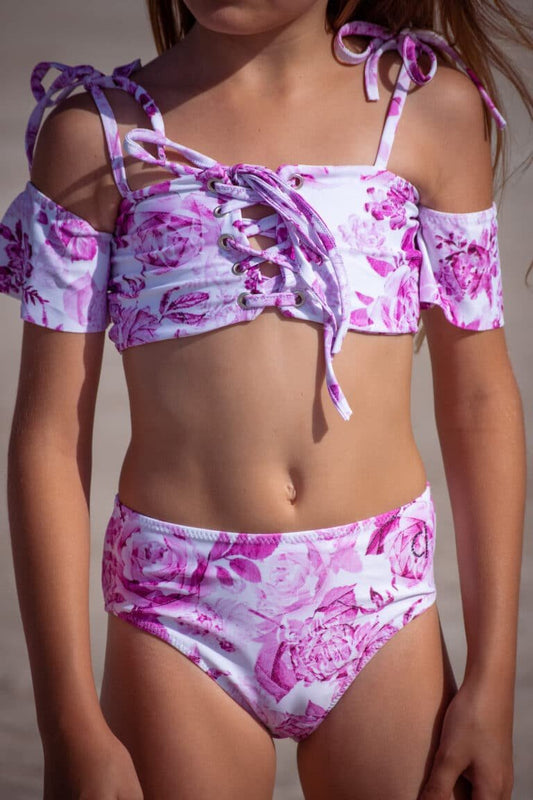 Μπικίνι ψηλόμεσο all-over pink floral print