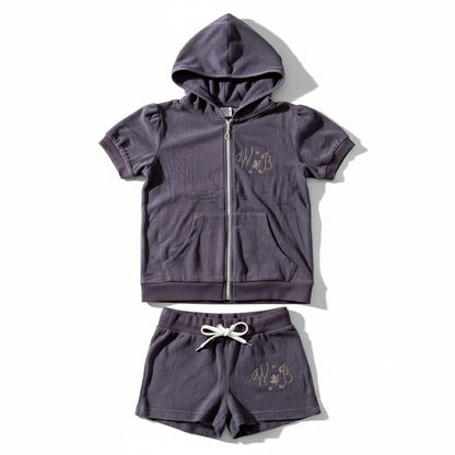 Terry Lace Hooded Shorts Set