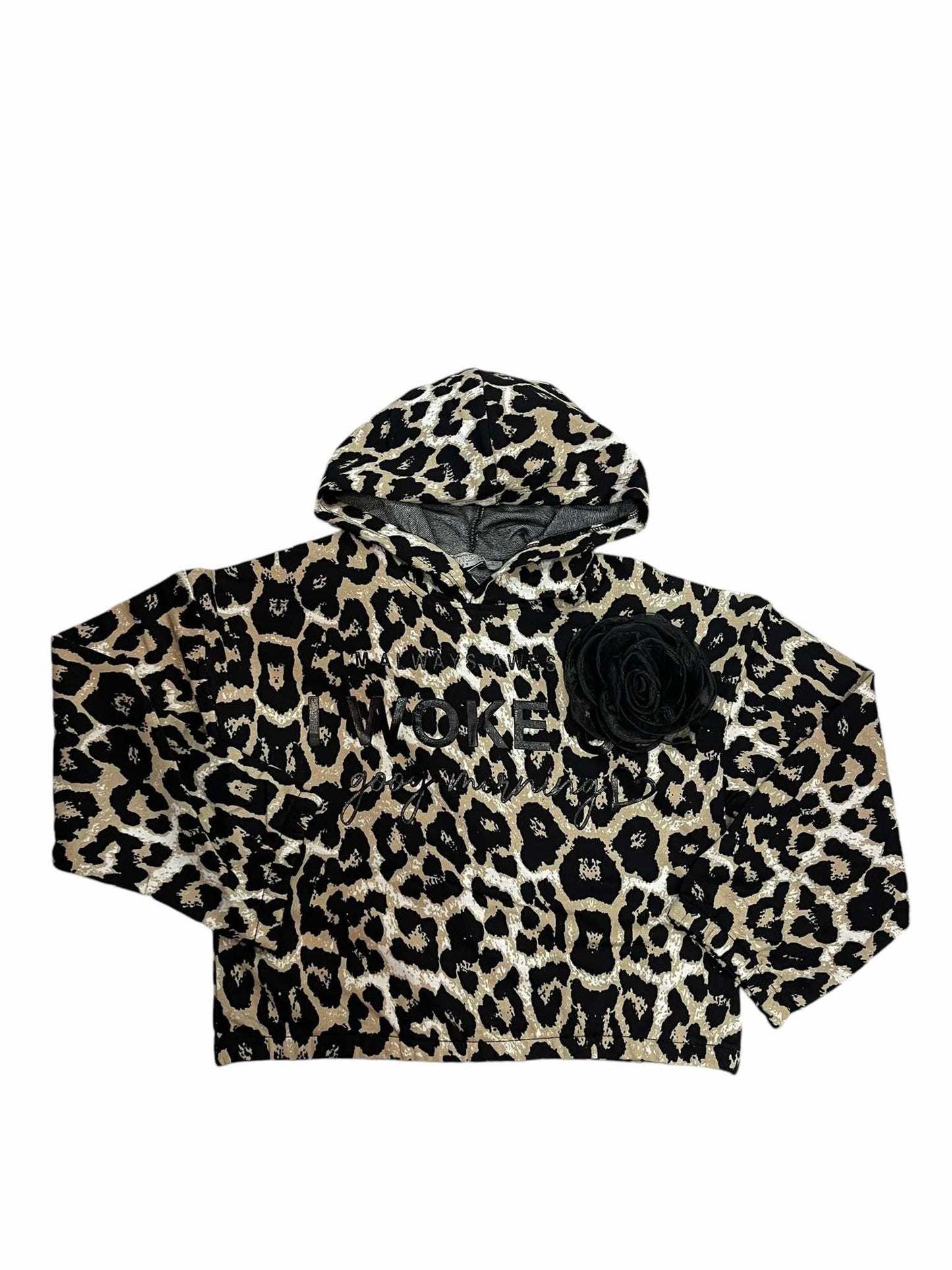 Liitle Star Leopard φόρμα Με δαντελένιο αξεσουάρ λουλούδι.