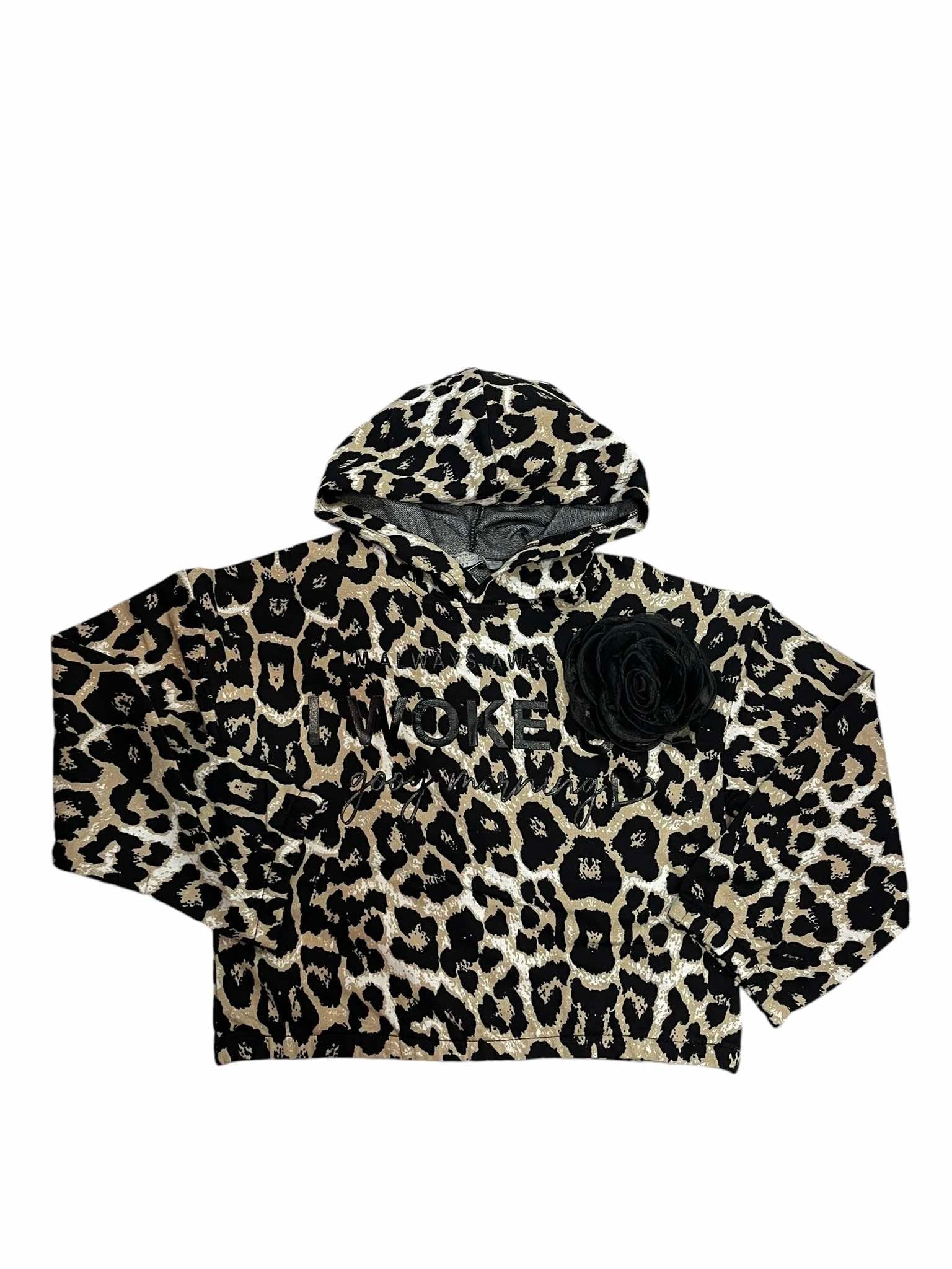 Liitle Star Leopard φόρμα Με δαντελένιο αξεσουάρ λουλούδι.