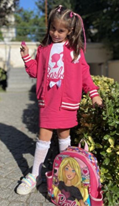 Σετ 3 τεμαχίων Barbie για κορίτσια – Ζακέτα, μακρυμάνικη μπλούζα και φούστα