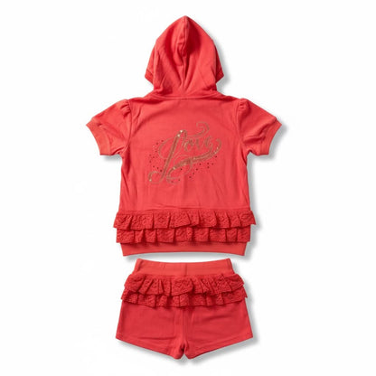 Terry Lace Hooded Shorts Set