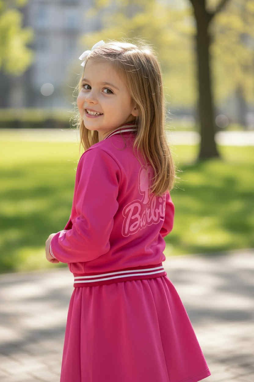 Σετ 3 τεμαχίων Barbie για κορίτσια – Ζακέτα, μακρυμάνικη μπλούζα και φούστα