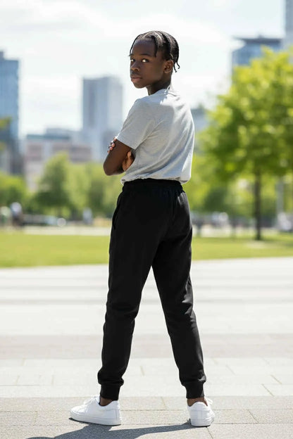 ZipFlex Jogger – Black jogger pants with zipper and drawstring