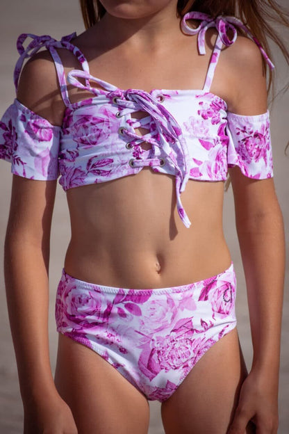 Μπικίνι ψηλόμεσο all-over pink floral print