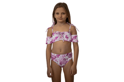 Μπικίνι ψηλόμεσο all-over pink floral print