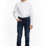 WB Boys' Dark Blue Classic Linen Pants